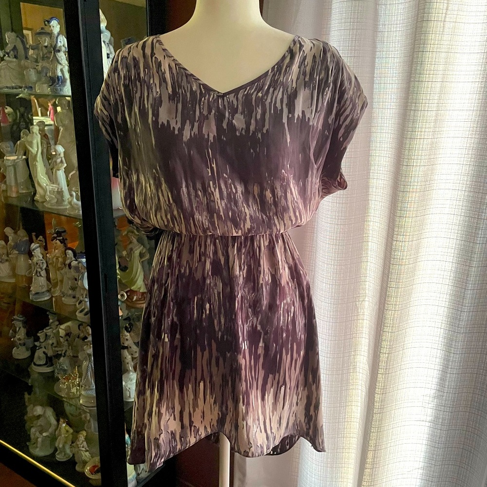 Express Purplish Gray and Cream Women's Short High Low Dress